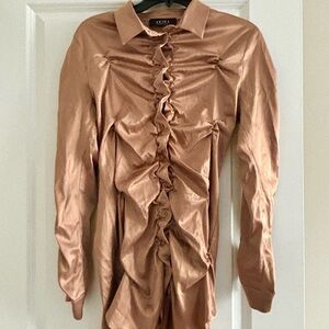 DIVALICIOUS GORGEOUS CHAMPAGNE GOLD SATIN AKIRA DRESS- SMALL
